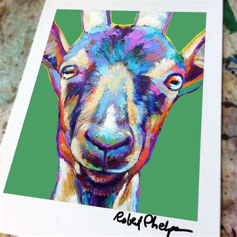 Psychedelic Goat Art Print By Robert Phelps Goat Painting Etsy