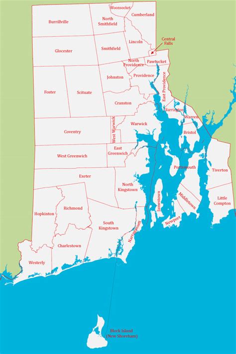 Physical Map Of Rhode Island State Usa Ezilon Maps