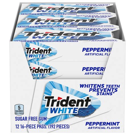 Buy Trident White Peppermint Sugar Free Gum 12 Packs Of 16 Pieces 192