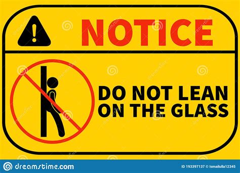Don T Lean On The Glass Signage Printable Free Notice Sticker Or