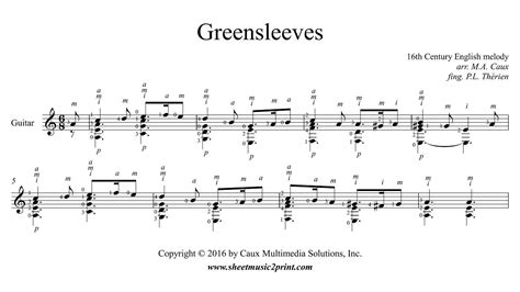 There is a persistent myth that greensleeves was composed by henry viii for his second wife and future queen consort anne boleyn. Greensleeves - Guitar | Guitar, Sheet music, Guitar sheet