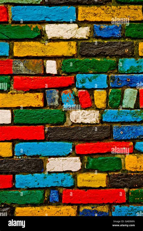 Colourful Brick Wall Stock Photo Alamy