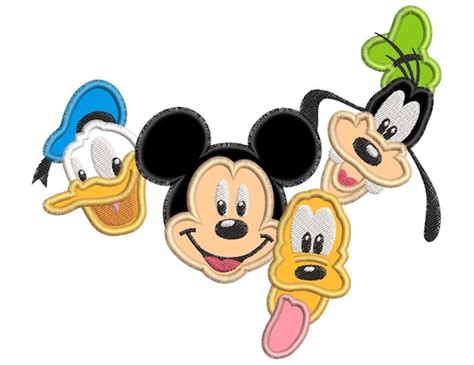 Mickey Mouse With Donald Duck And Goofy And Pluto Faces Etsy