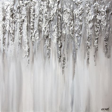 Painting for sale - silver white textured abstract art #9683