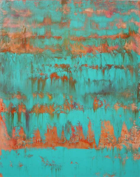 Robert Lynn Aqua Turquoise Green Abstract One Painting