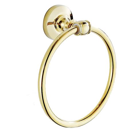 Antique Classic Gold Wall Mounted Polished Towel Ring Luxury Zirconium