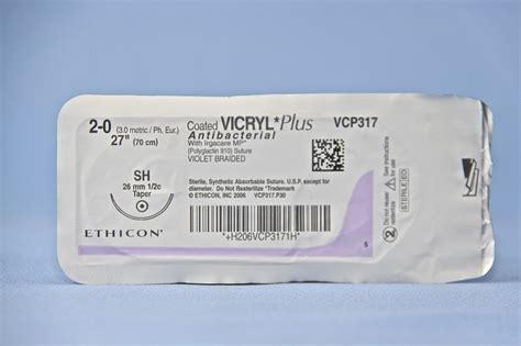 Ethicon Suture Vcp317h 2 0 Vicryl Plus Antibacterial Violet 27 Sh