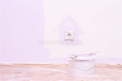 Paint House Wall In Lilac Color Stock Image Image Of Decorating