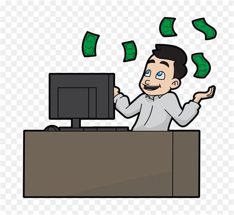 Cartoon Man Enjoying His Flying Online Money Money Flying Png