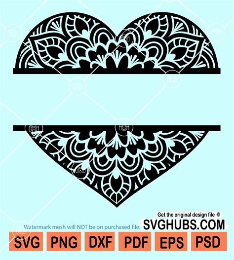 Split Heart Monogram Svg Split Heart Frame Svg Heart Monogram Frame