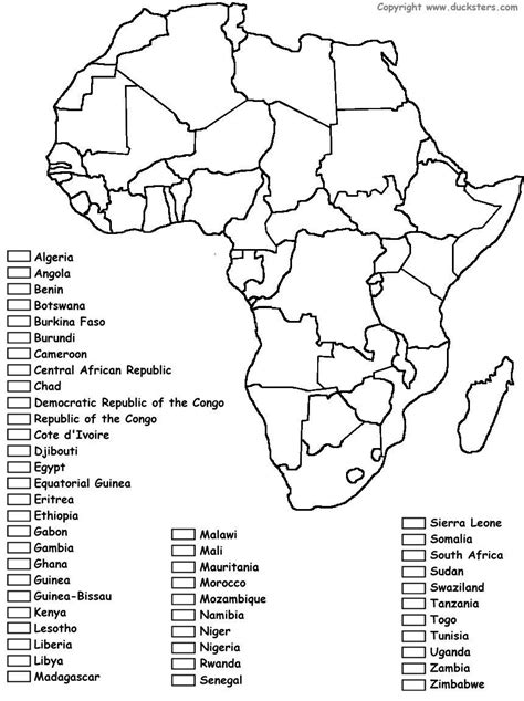 Physical map of north africa southwest asia and central throughout. Africa Coloring Map Printable | Geography for kids ...