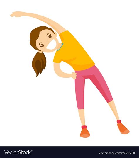 Caucasian Woman Doing Stretching Warm Up Exercise Vector Image