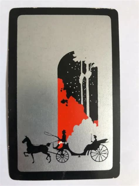 Vintage Swap Playing Card Art Deco Silhouette Horse Carriage Buggy