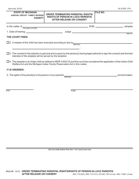 Form Pca318 Fill Out Sign Online And Download Fillable Pdf Michigan