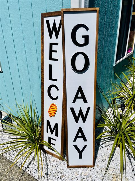 Two Sided Welcomego Away Sign Etsy Uk