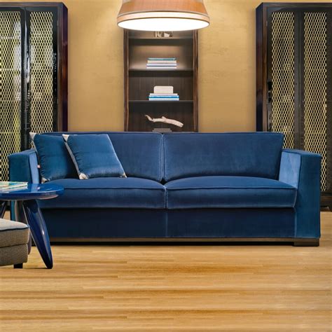 Luxurious High End Blue Velvet Sofa Juliettes Interiors