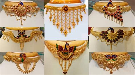 Latest Gold Necklace Choker Designs With Weight And Price Bengali Choker Necklace New