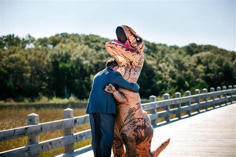 Bride Dresses In T Rex Costume For First Look Popsugar Love And Sex