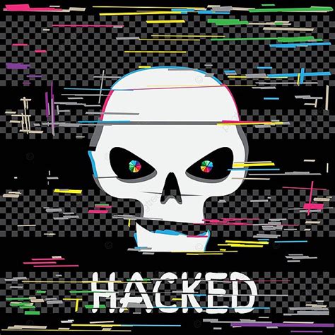 Glitch Hacker Skull With Text Message Color Skeleton Vector Message