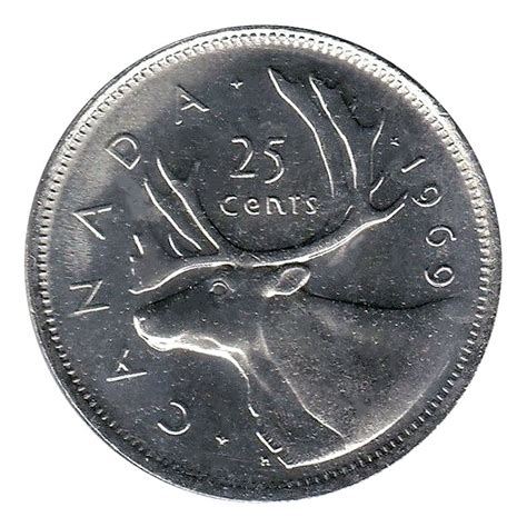 1969 Canadian 25 Cent Caribou Quarter Original Coin Roll