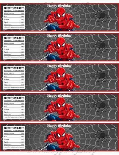 Spiderman Instant Printable Water Bottle Labels Birthday Party Diy