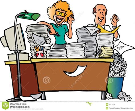 Couple And Messy Desk Stock Vector Illustration Of Stacked 5627208