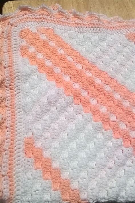 Peaches And Cream Crochet Baby Blanket By Twineandswirl On Etsy