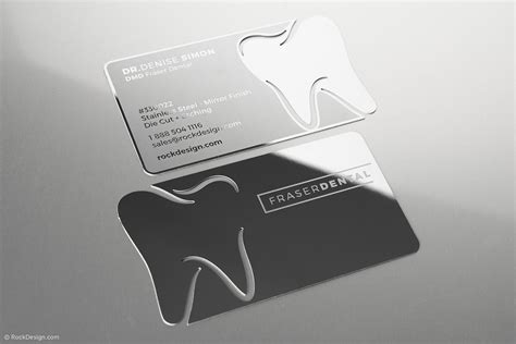 Dental Mirror Finish Stainless Steel Business Card Template Design