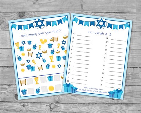 Printable Hanukkah Game Pack Party Games Chanukah Printable For Kids