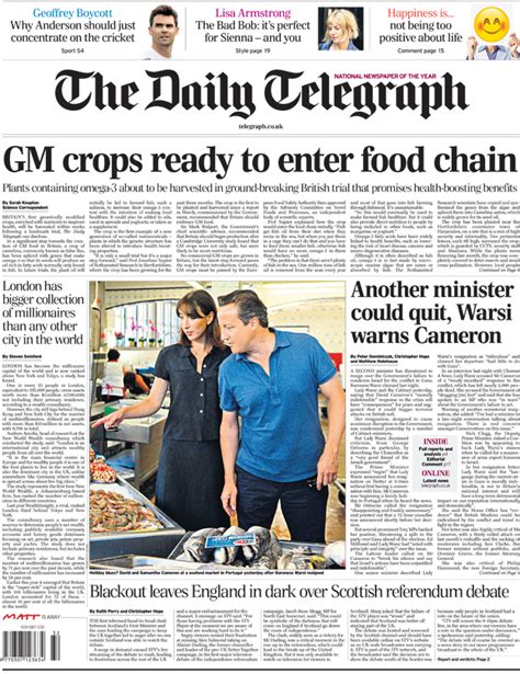 Newspaper Thread And Front Pages Wednesday 6 August 2014
