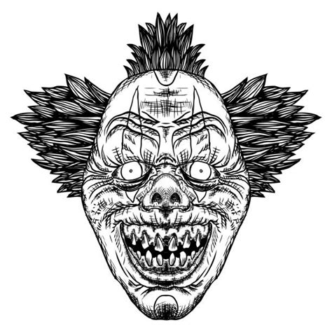 Drawing Of The Evil Clown Face Paint Illustrations