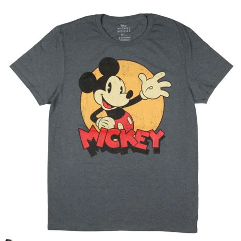 Disney Mickey Mouse Mens Retro Mickey Distressed Graphic Print T Shirt
