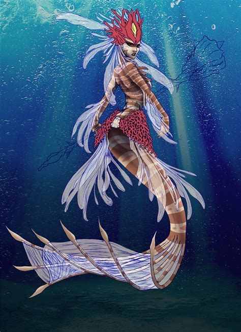 Nami The Tidecaller Red Lionfish Mermaid Wip3 By Noctume On Deviantart