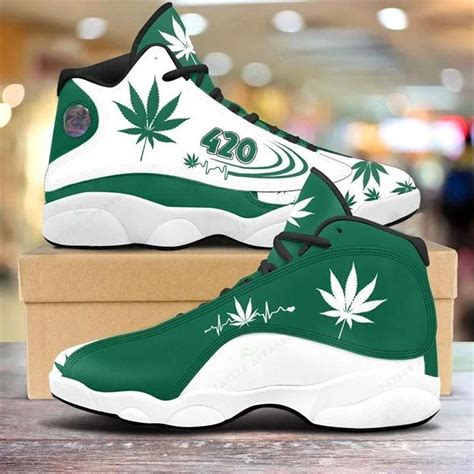 Dark Cannabis Weed Air Jordan 13 Sneakers Shoes For Men And Women Air Jd13 Shoes Cannabis
