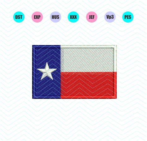 Texas Flag Machine Embroidery Design 4 Sizes Instant Download
