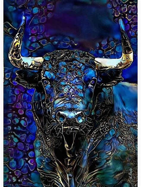 Taurus Bull Bull Taureau Lea Roche Painting Canvas Print By L