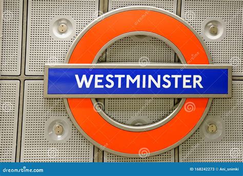 Underground Station Sign Westminster In London Uk Editorial Stock