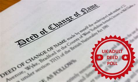 Uk Adult Deed Poll Service Legal Name Changes