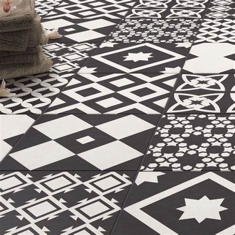 Shop The Vibe Charcoal Grey Patterned Wall And Floor Tiles 223 X