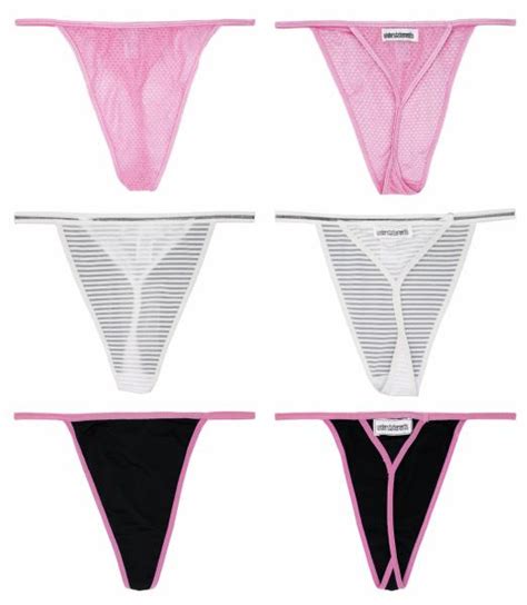 3 Pack Assorted Triangle Thongs Panties G String Y Back Mini Micro