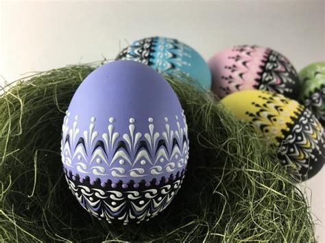 Polish Easter Egg Chicken Egg Pysanky Wax Embossed Pysanka Etsy