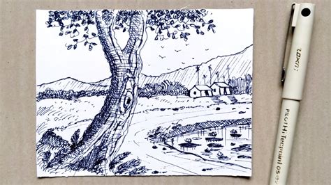 Easy Pen And Ink Drawing Ideas Pen And Ink Landscape Drawing Ideas