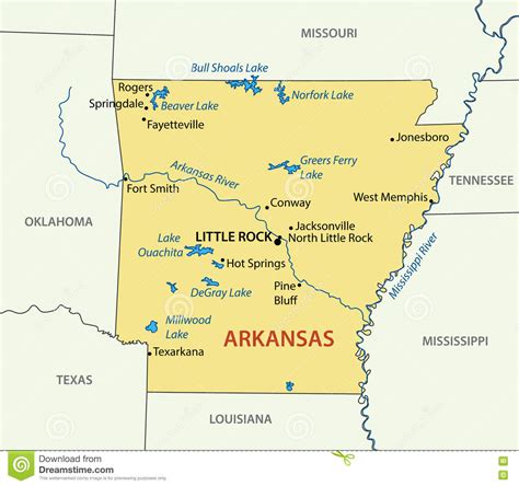 Arkansas Vector Map Of Territory Stock Vector Illustration Of River