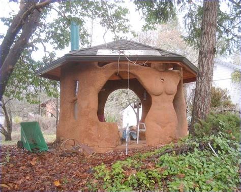 Cob Gazebo With Female Nude Sculpture Built Into It Cob Building Straw