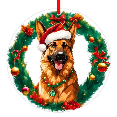 Waahome German Shepherd Christmas Ornaments Dog Wear Santa Hat