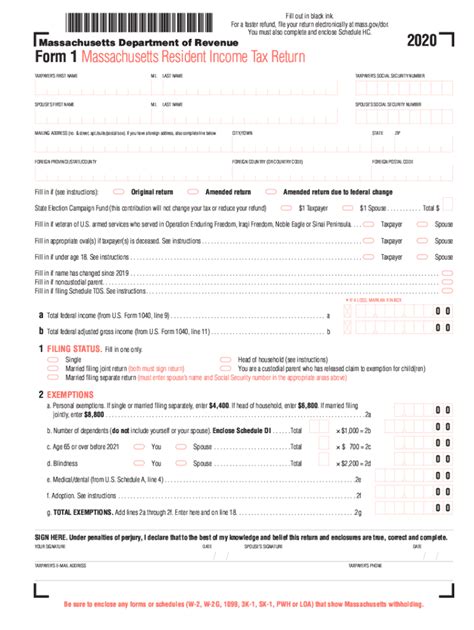 Fillable Massachusetts Tax Forms Printable Forms Free Online