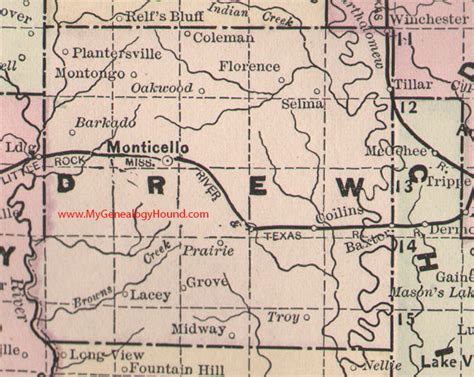 Drew County Arkansas 1889 Map