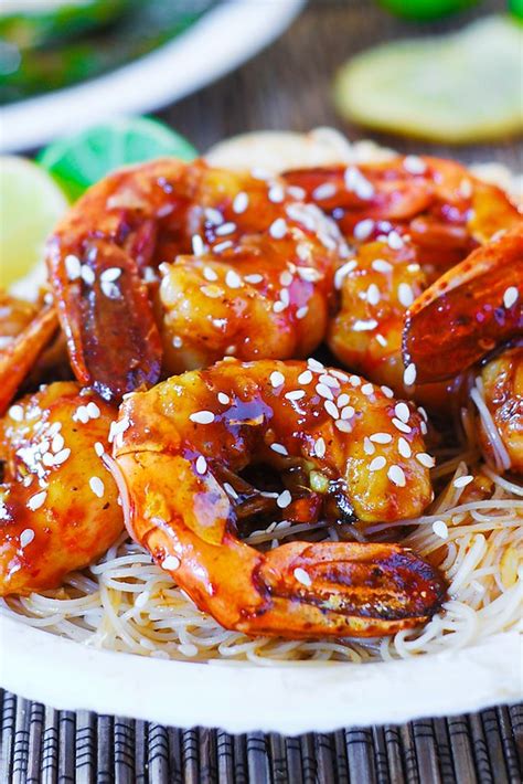 Maybe you would like to learn more about one of these? Shrimp teriyaki over rice noodles