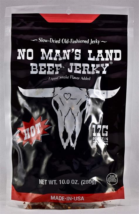Buy No Mans Land Hot Beef Jerky High Protein Low Calorie Low Carb Beef Snack 10oz Bag Online At
