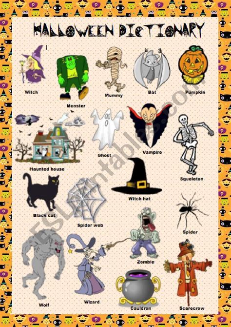 Halloween Dictionary Esl Worksheet By Potxoki